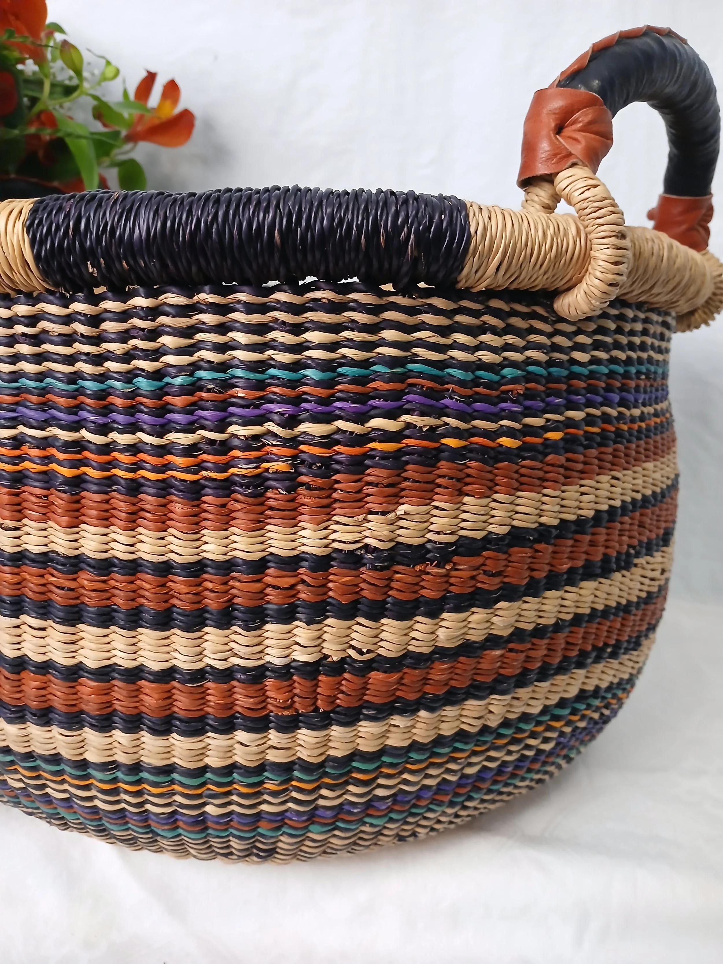 2-Handled Very Large Round Basket - Ghana
