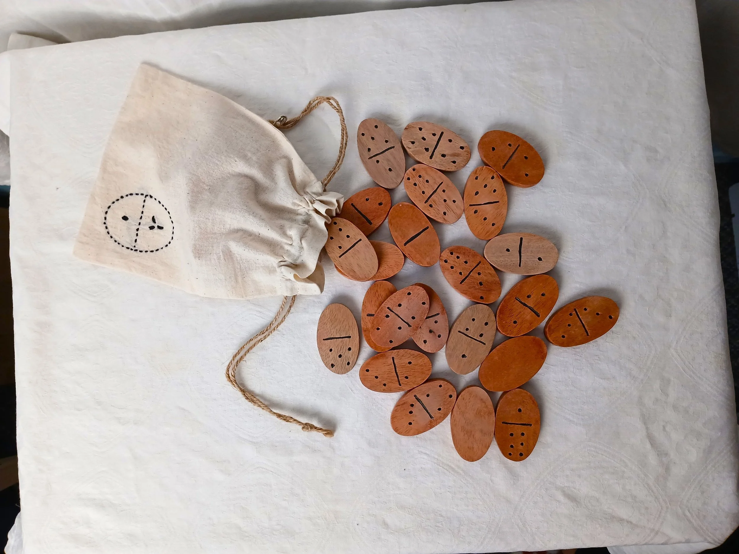 Wooden Dominoes in Bag - India