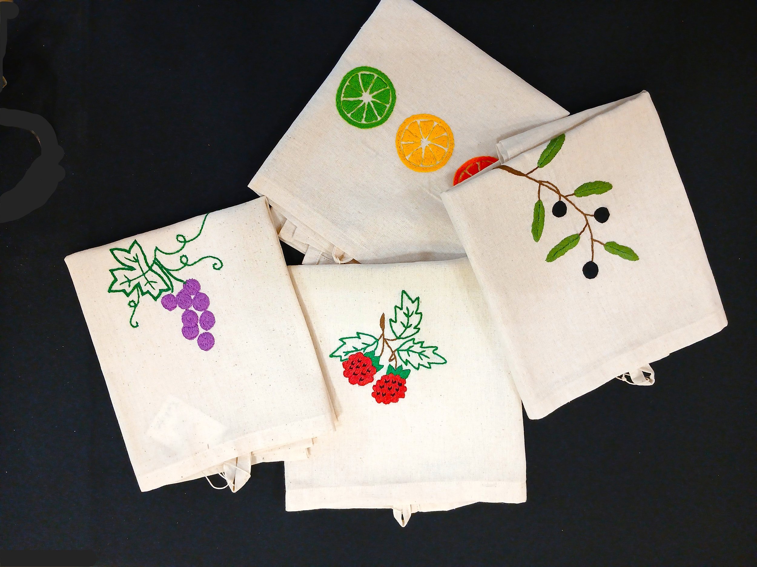 Embroidered Large Cotton Dish Towel - Turkiye