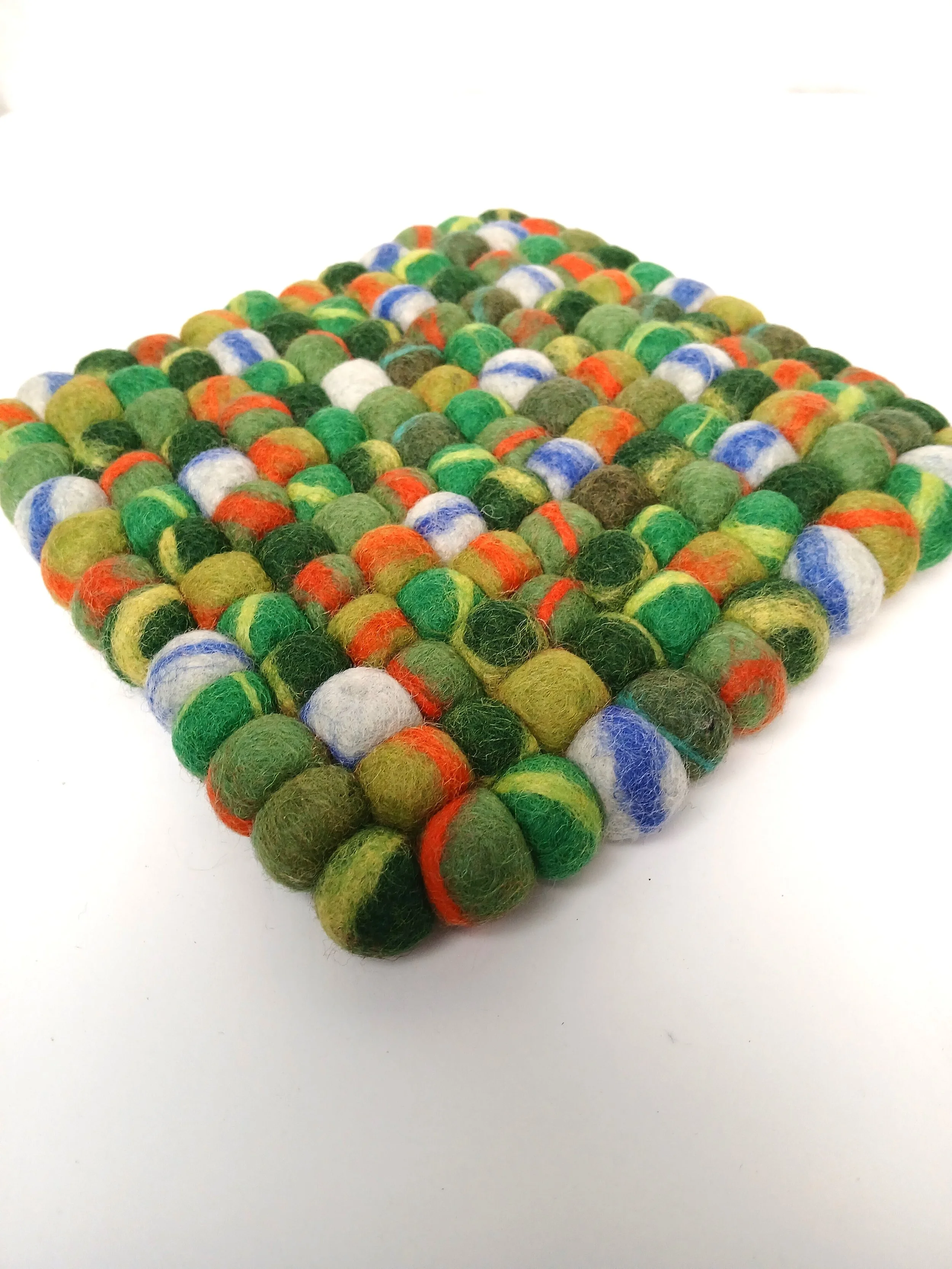Square Felt Pompom Trivet - Nepal