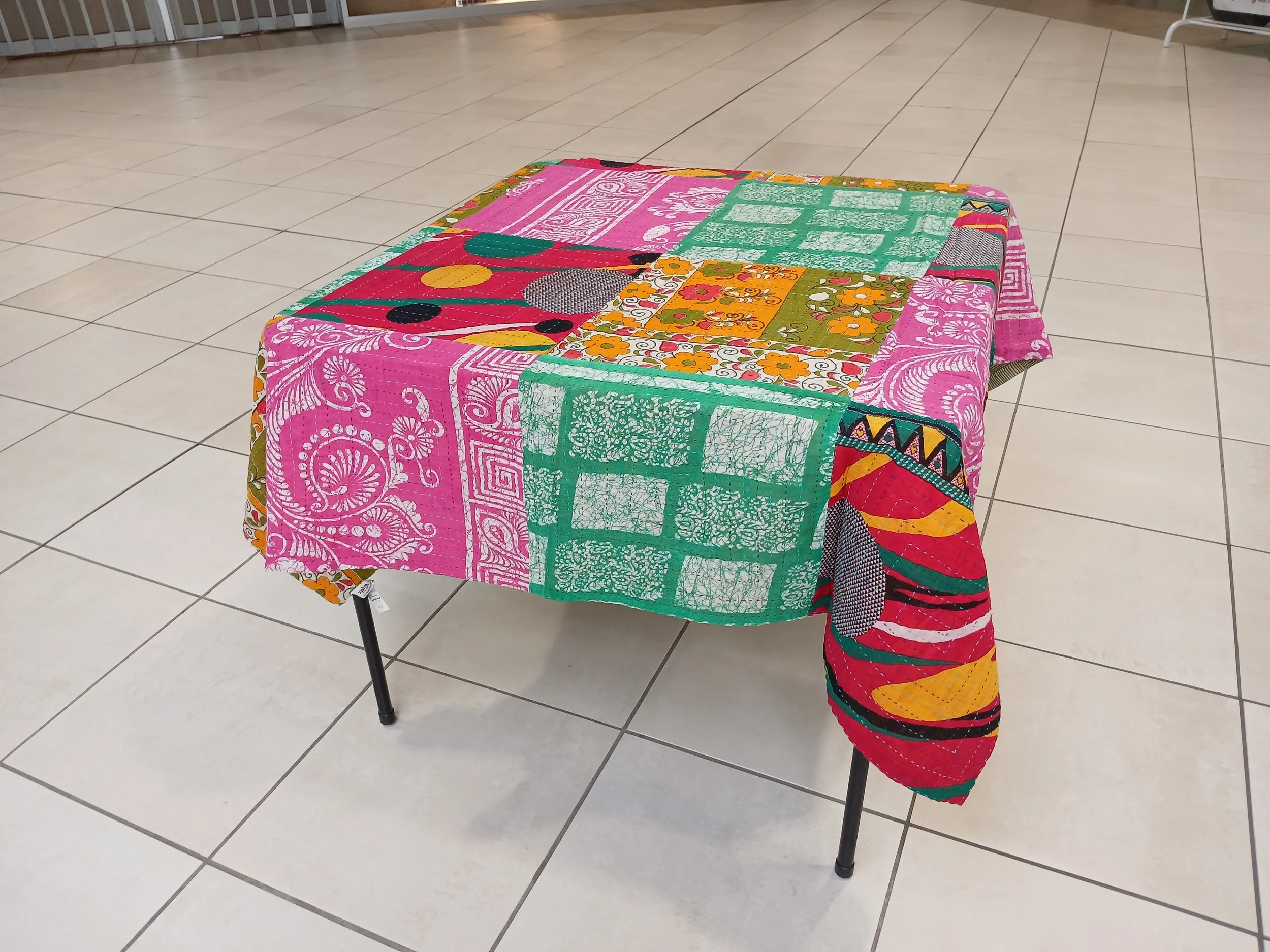 Square Kantha Reversable Tablecloth - India