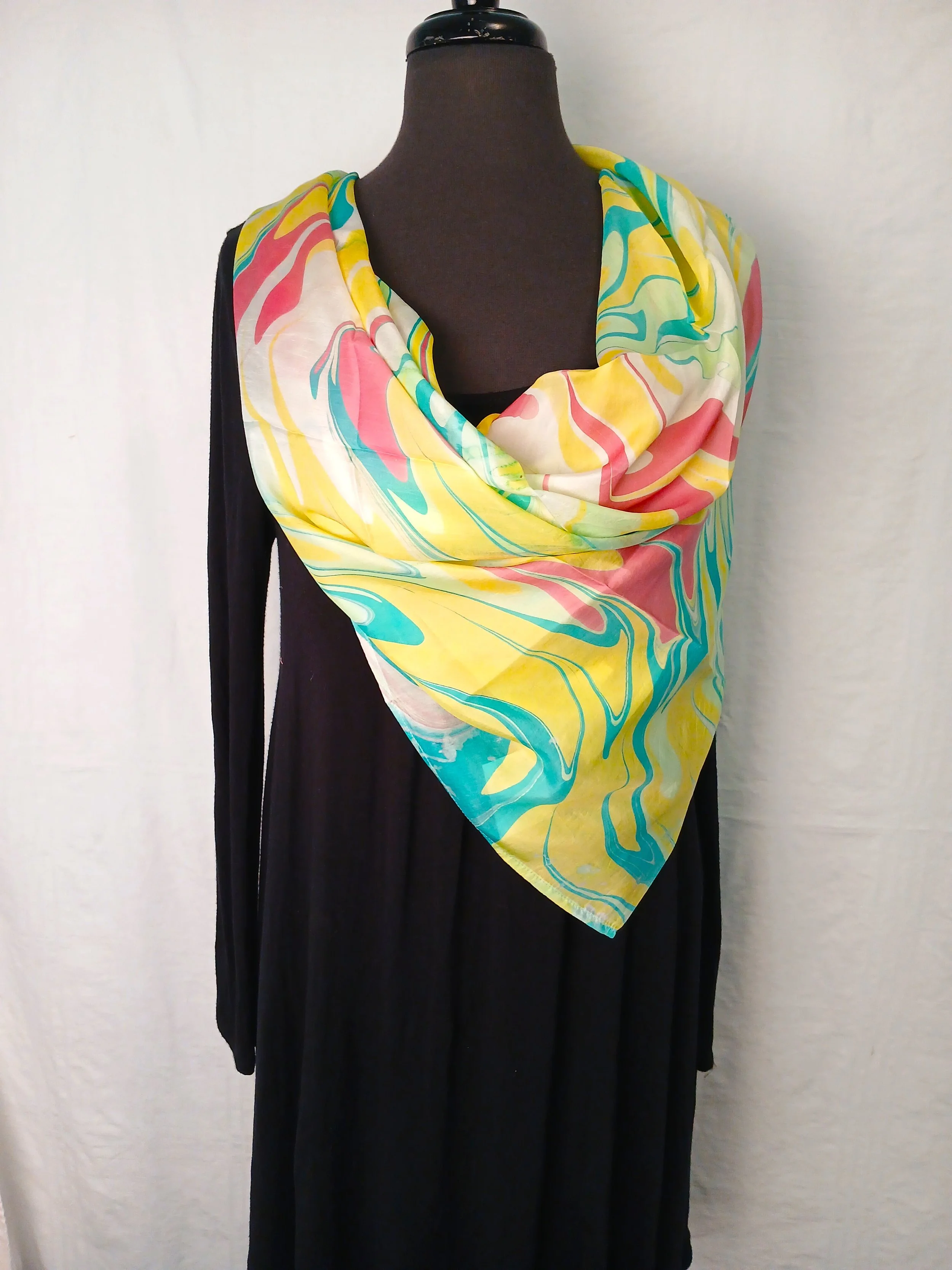 Square Silk Scarves  in Waterprint Colours - Vietnam