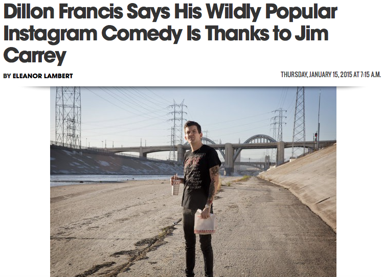 Dillon Francis Says His Wildly Popular Instagram Comedy Is Thanks to Jim Carrey