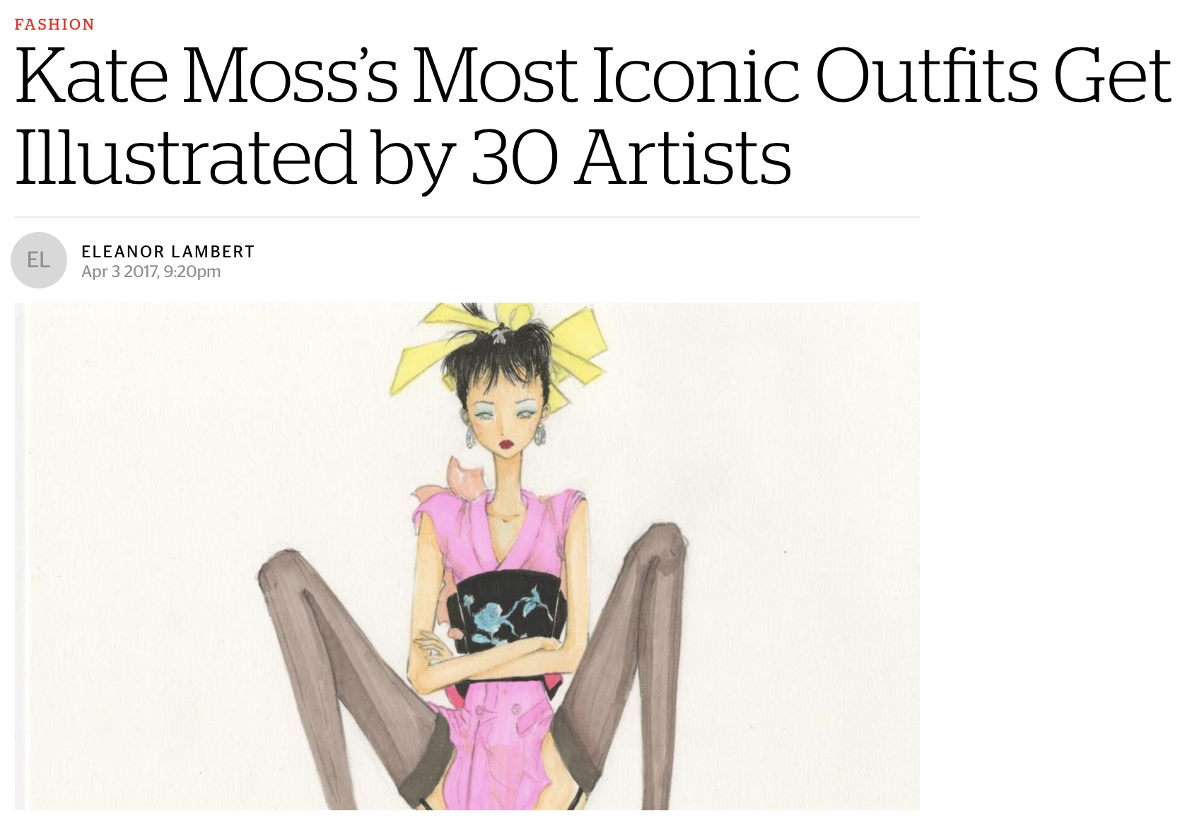 Kate Moss’s Most Iconic Outfits Get Illustrated by 30 Artists