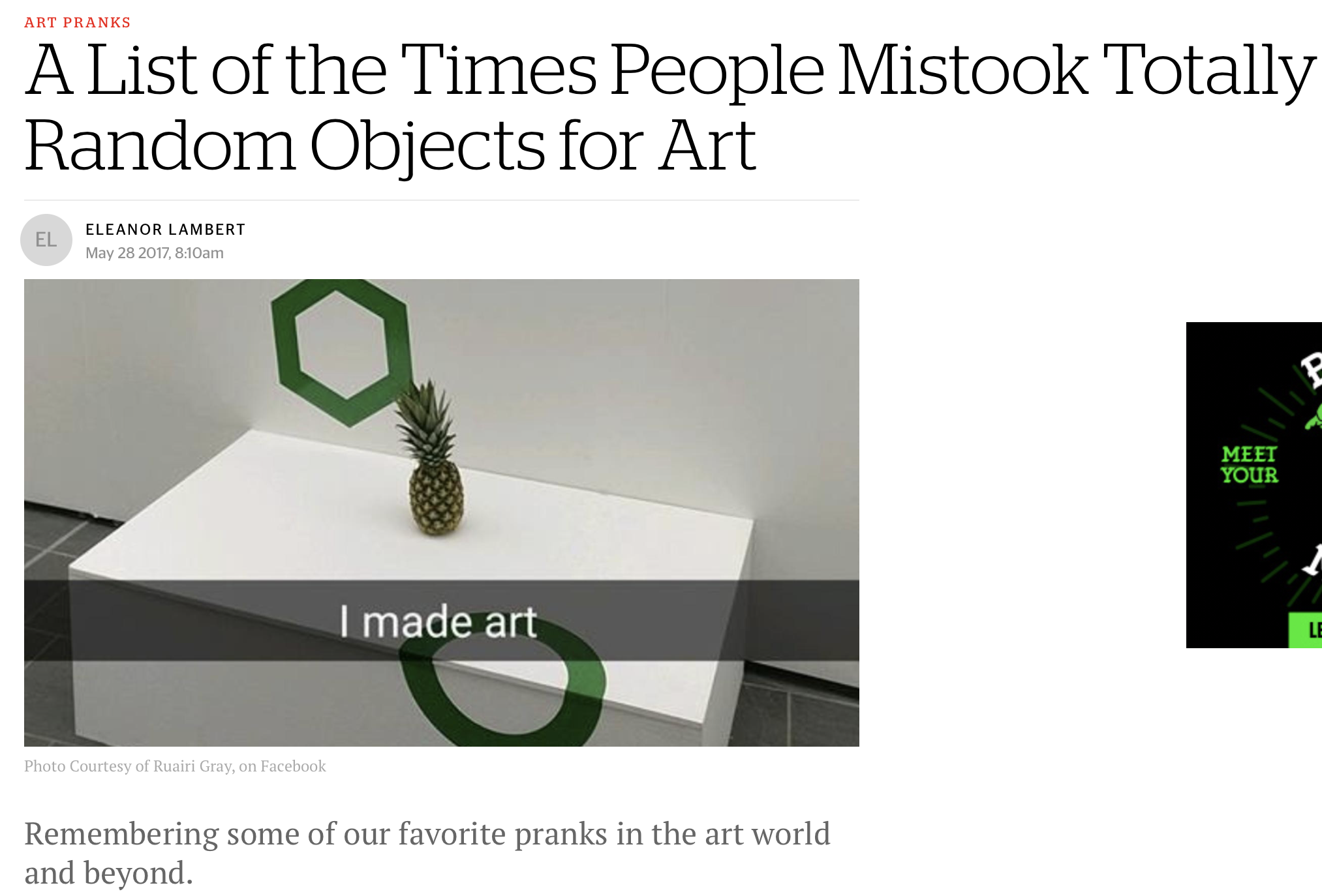 A List of the Times People Mistook Totally Random Objects for Art