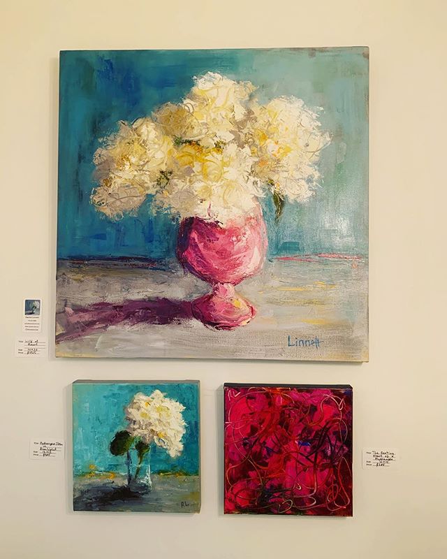 A very happy bunny rabbit today!!! Just installed 6 of my beauties at Jarosa studio. 3 months of sharing their radiance and healing energies with my yoga and barre sisters. ❤️ @jarosa_studio #oilpainting #artforsale #flowers #fineart #singingbowl #tr