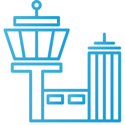 Blue icon representing airports