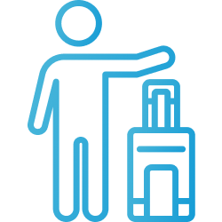 Blue icon representing airport travelers