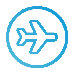 Icon of a plane inside a circle