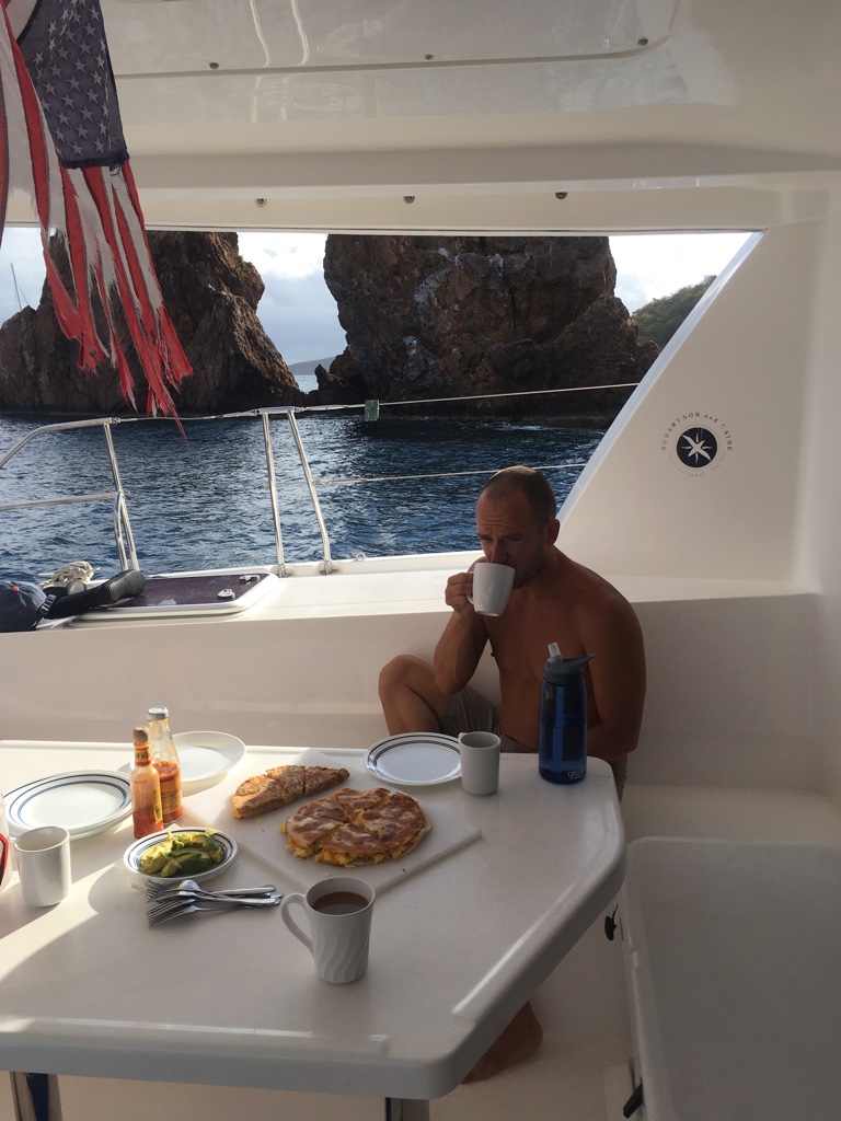 Breakfast quesadillas with a view. 