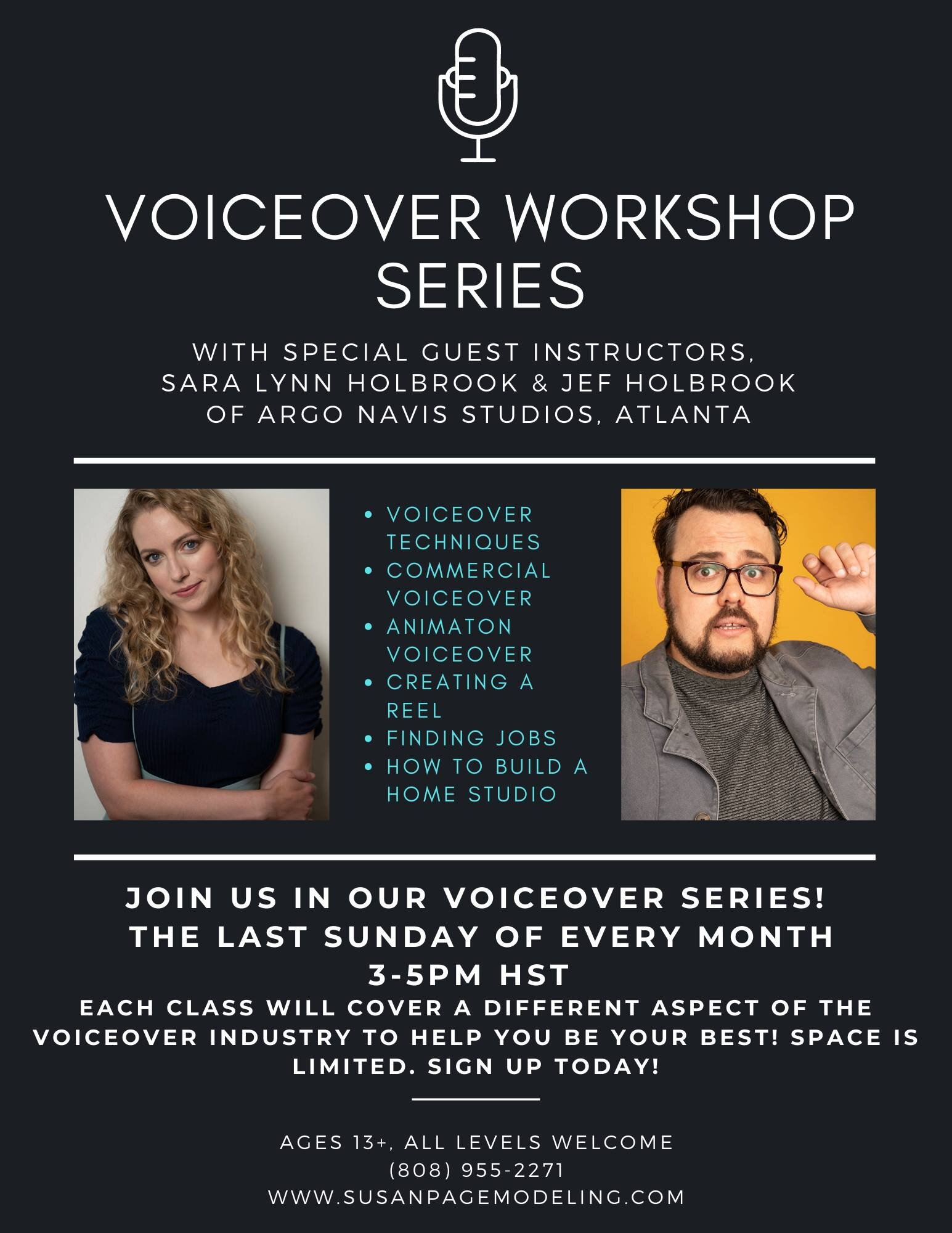 Continuing Our Voiceover Workshop for Susan Page Modeling Hawaii