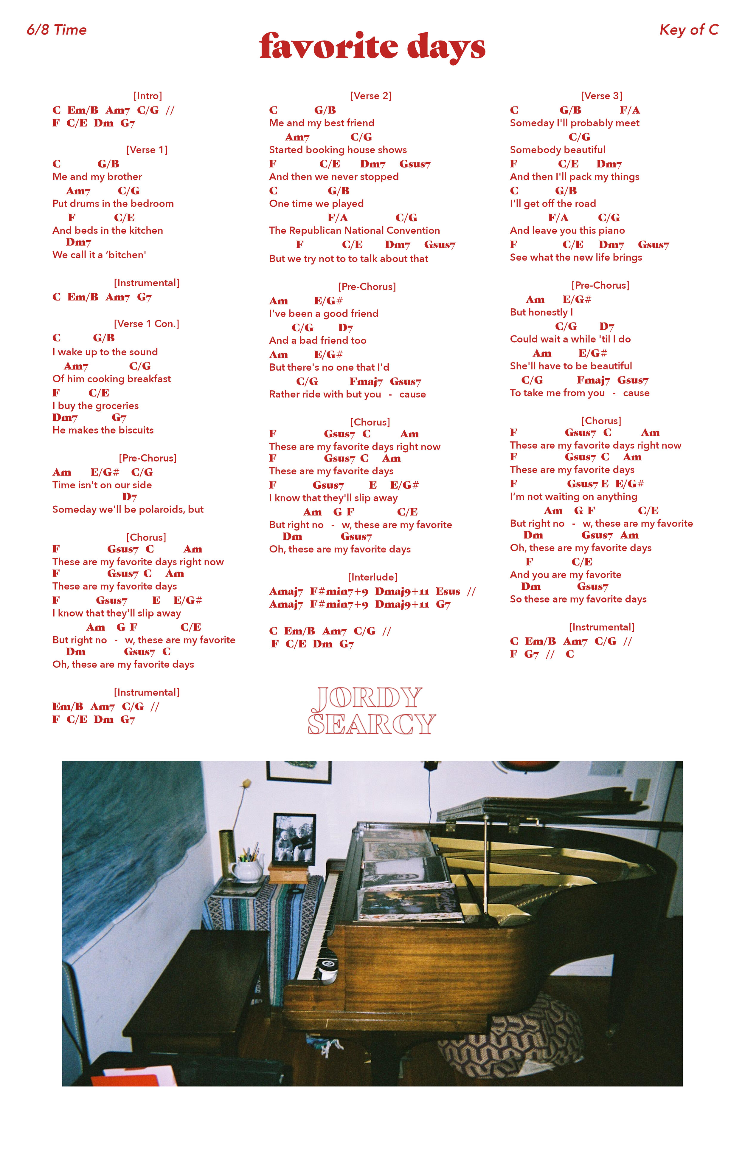 Favorite Days Chord Chart