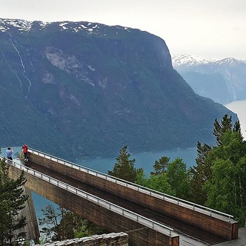 A major part of #Norsebound will be showcasing to riders the Norwegian #nasjonaleturistveger, a selection of 18 roads of outstanding natural beauty. Here is #Aurlandsfjellet and the #stegastein attraction protruding 30m out and 650m above Aurlandsfjo