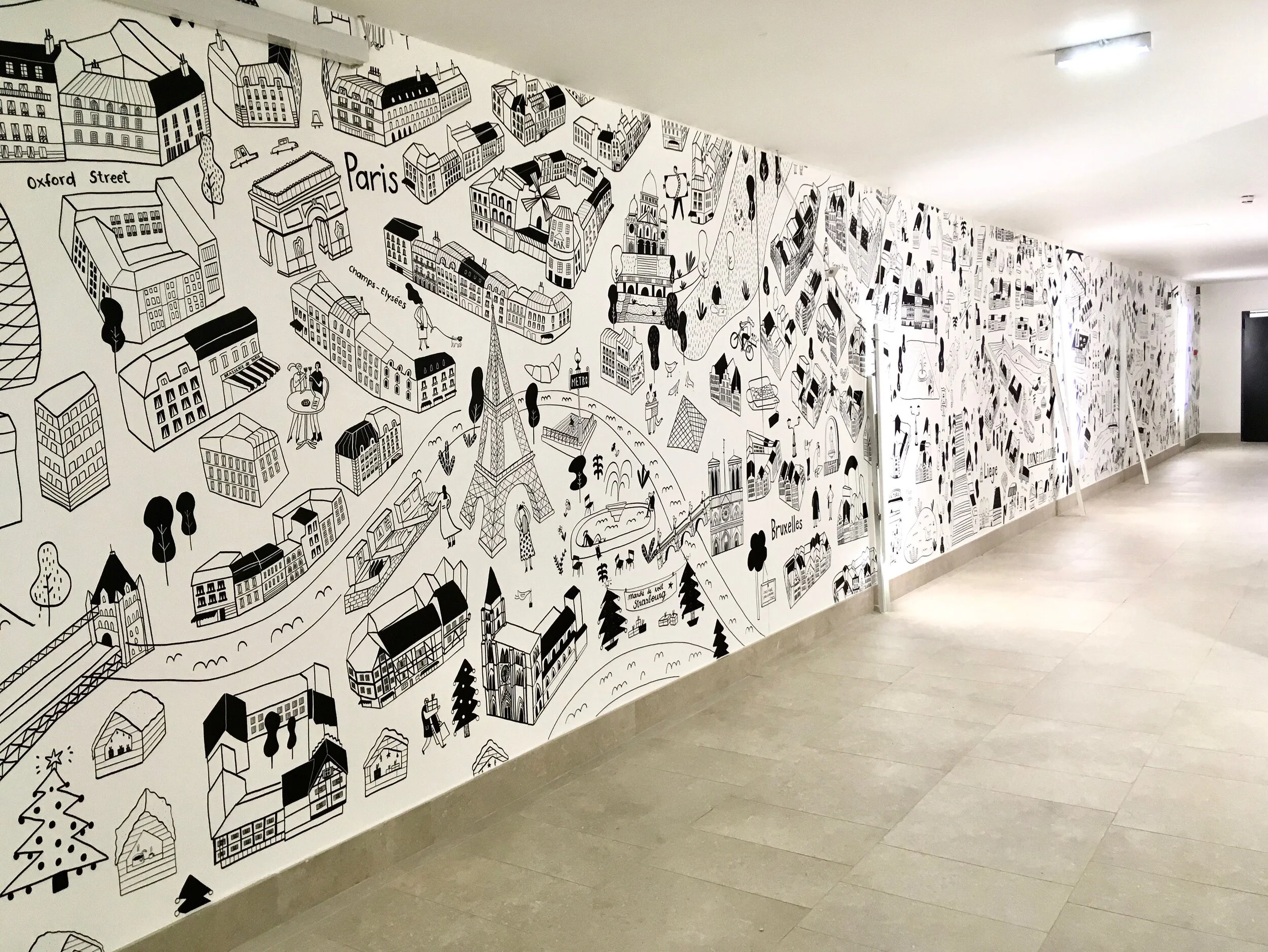 Mural project at the Shopping Centre Cloche d'Or