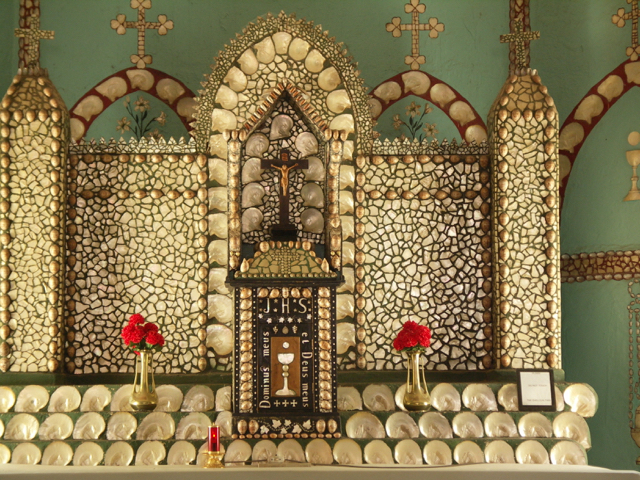 The stunning mother of pearl altar