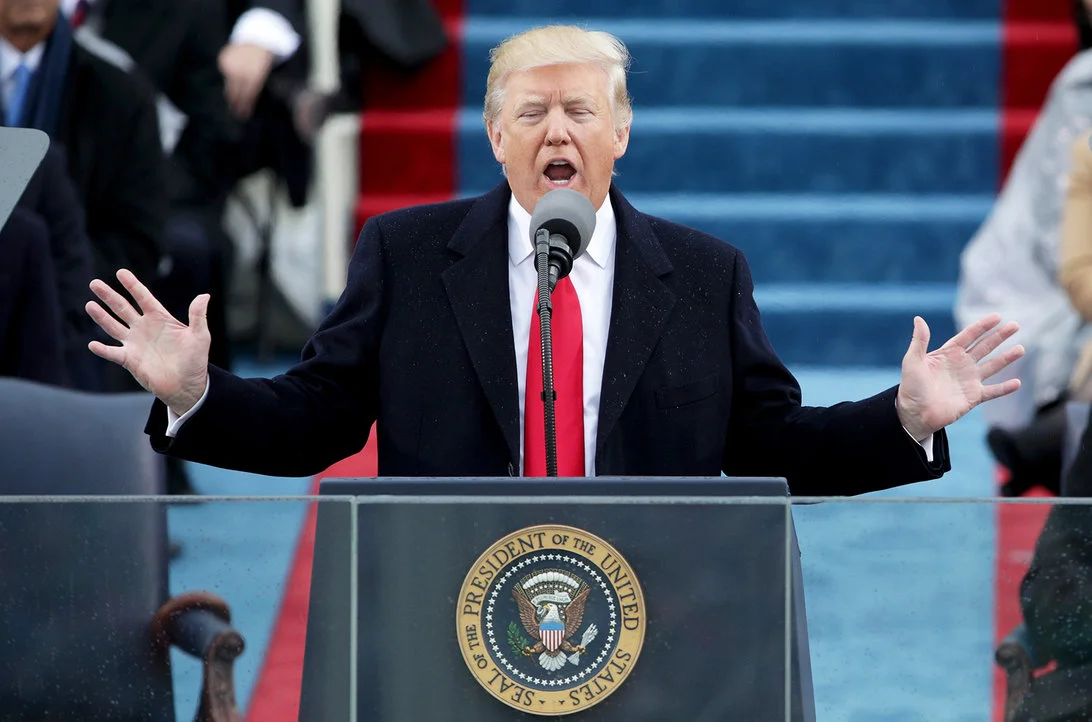 Donald Trump's presidential inauguration; quotes bane during speech. 