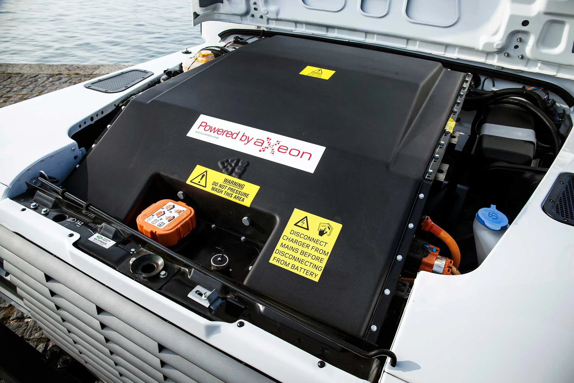 Engine bay in electric Defender