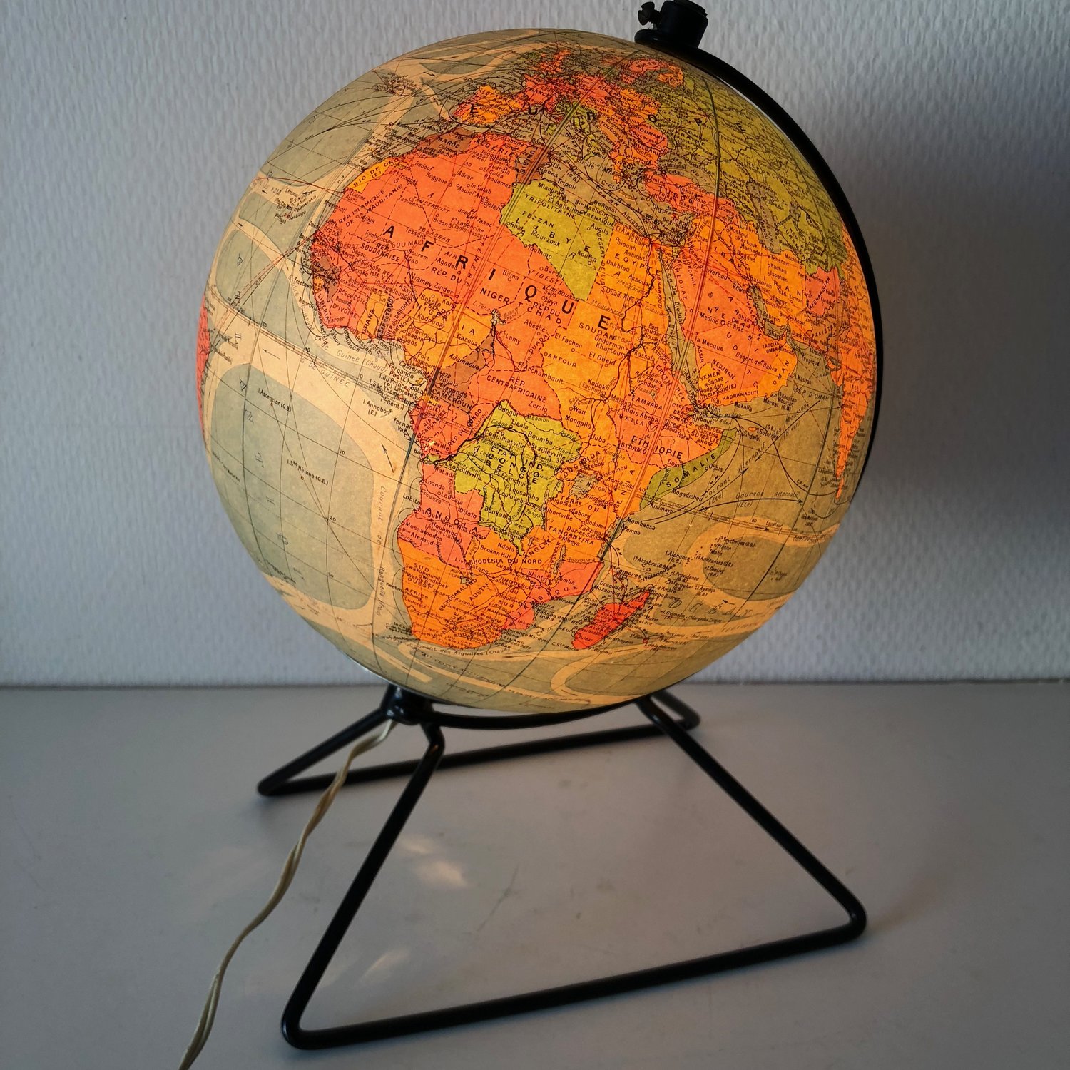 Globe Lumineux Ancien Perrina En VERRE ET PAPIER Vers 1940