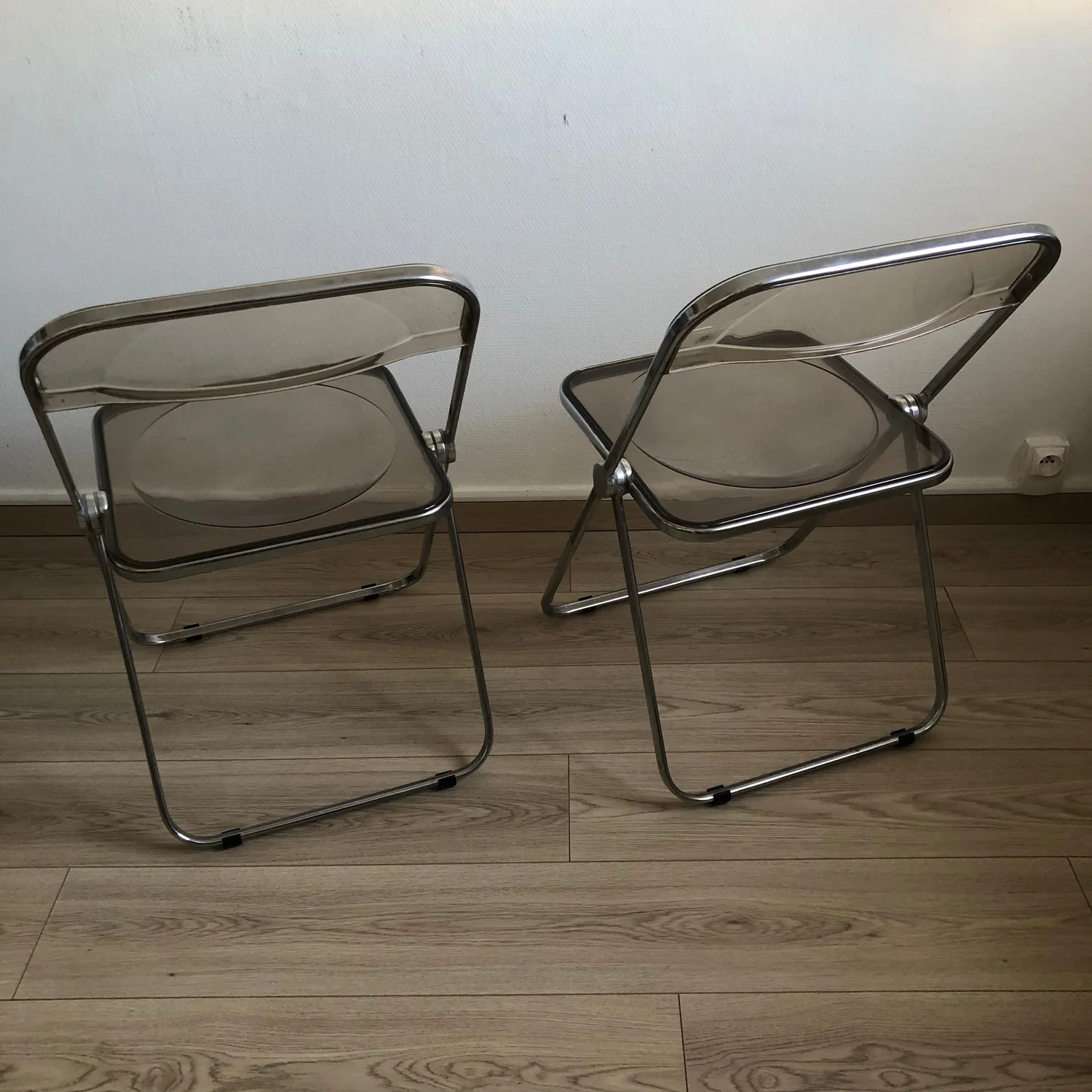 Lot De 2 Chaises Pliantes Design Midcentury – Modèle Plia De Castelli Par Giancarlo Piretti (transparentes)