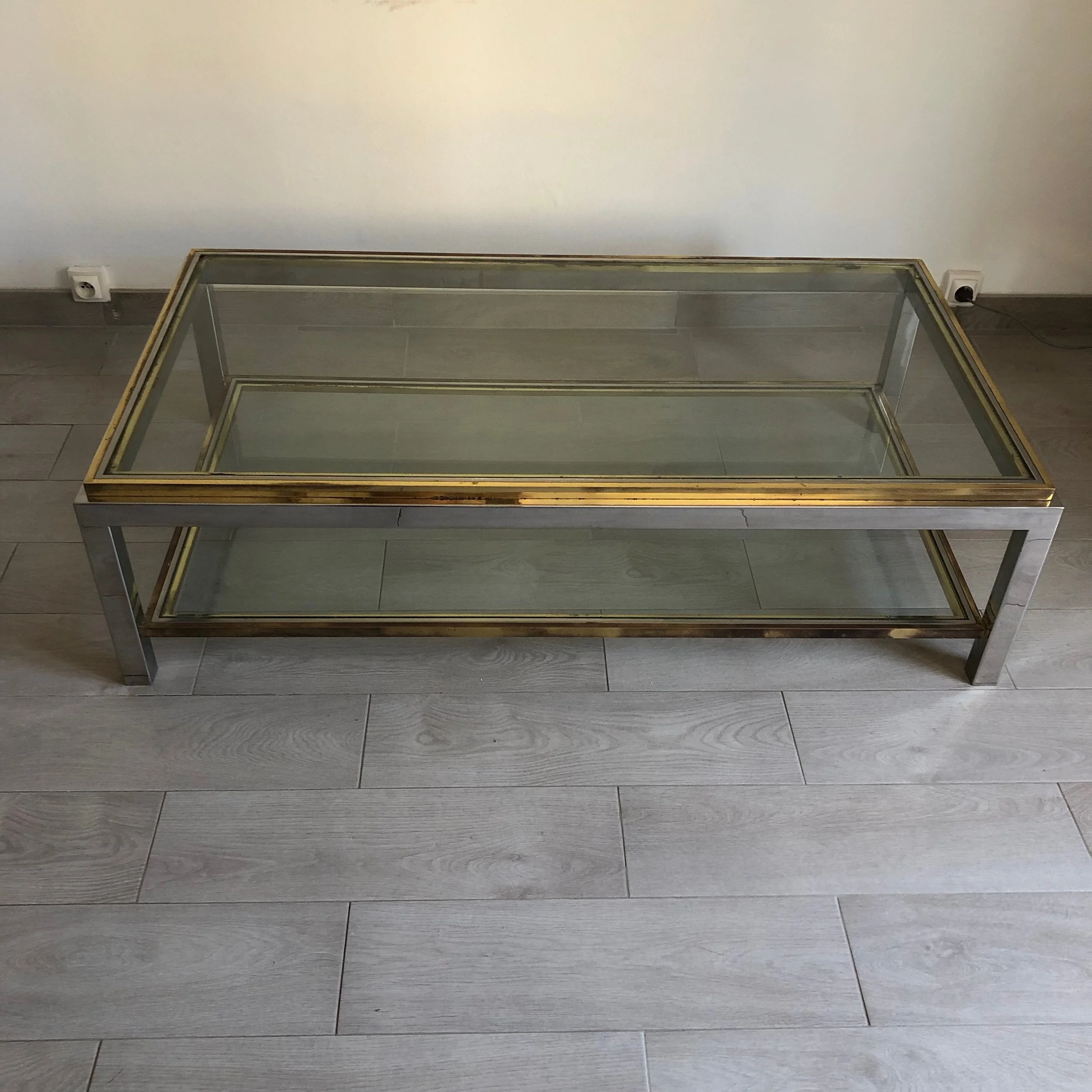 Table basse vintage Table basse vintage design Table basse vintage ancienne Table basse vintage Jean Charles table basse verre table basse dorée table basse chromée table basse française 2.jpeg