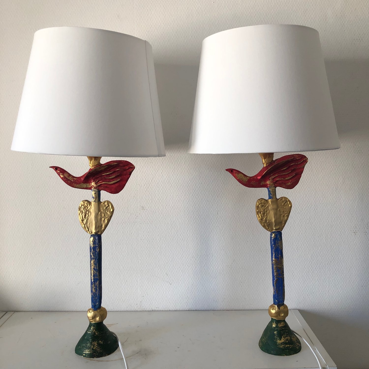 Paire lampes vintage 1994 de table Fondica plomb Pierre Casenove — Jolie  Vieillerie