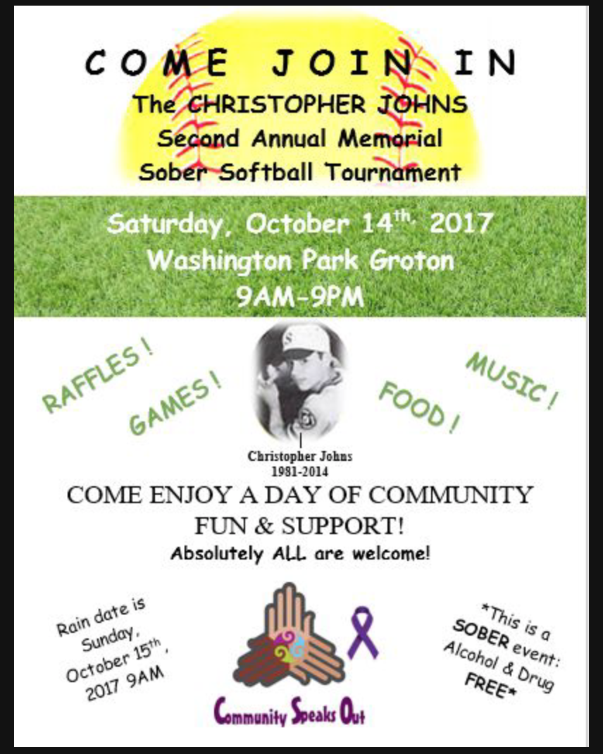 2ND ANNUAL CHRISTOPHER JOHNS SOBER SOFTBALL TOURNAMENT