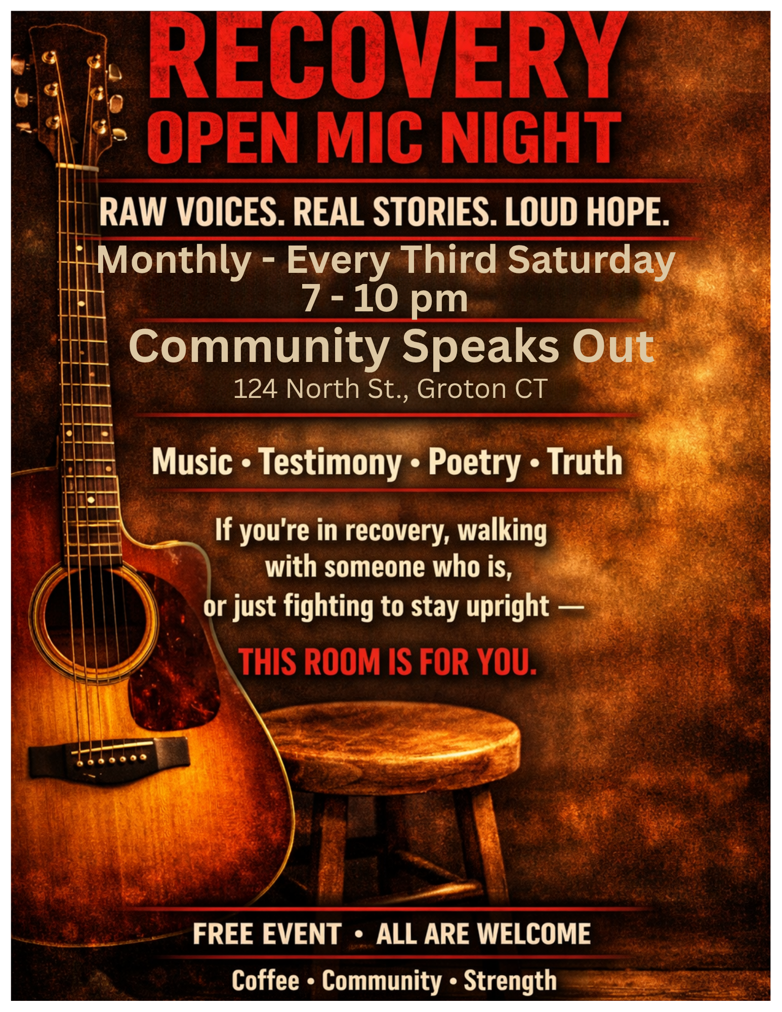 Open Mic Night Recovery Event-RESCHEDULED TO JULY 25TH