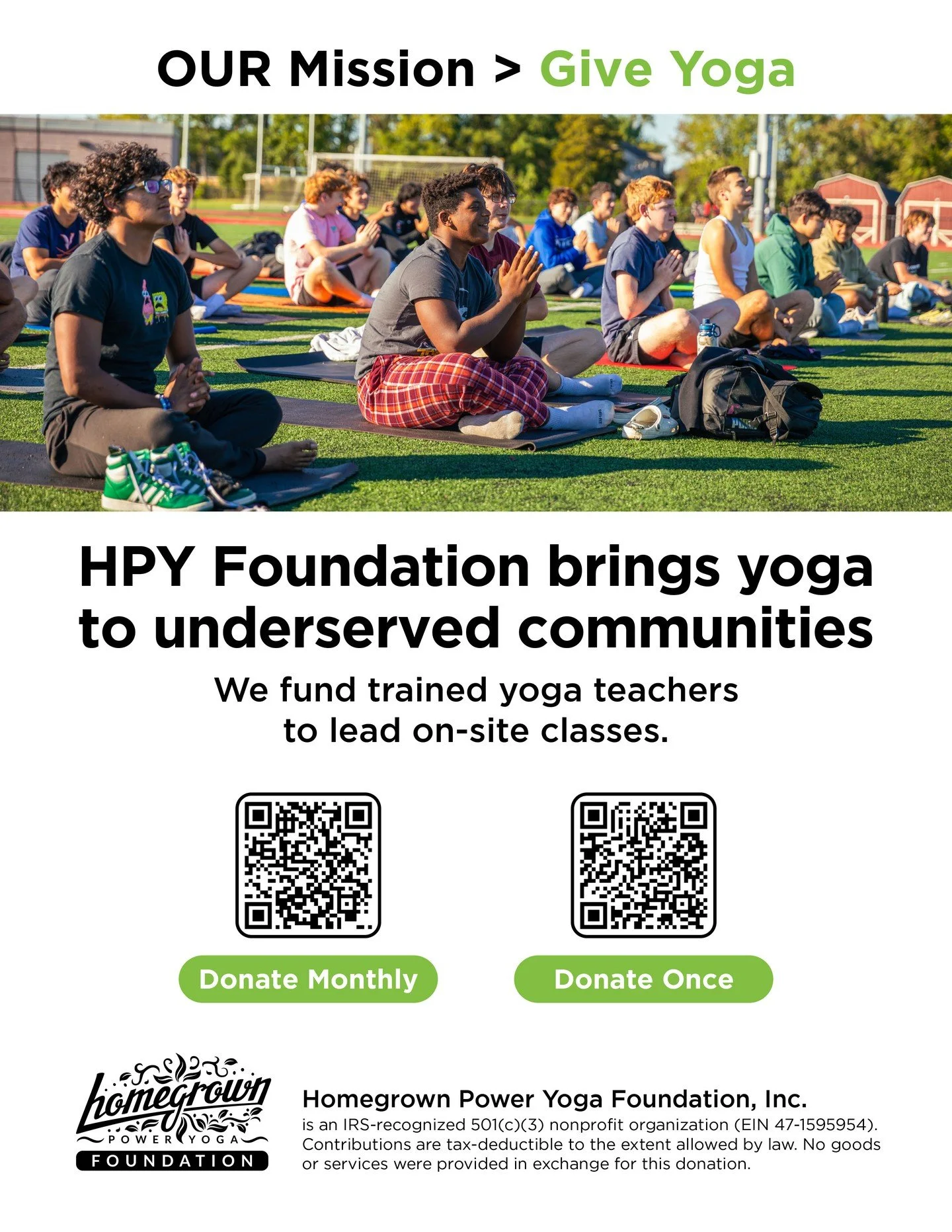 I am so excited to announce The Homegrown Power Yoga Foundation ❤️.

https://www.homegrownpoweryoga.com/hpy-foundation

This has always been important to me that this powerful practice 🧘🏾&zwj;♀️ is not kept for the privileged few. Yoga is for every