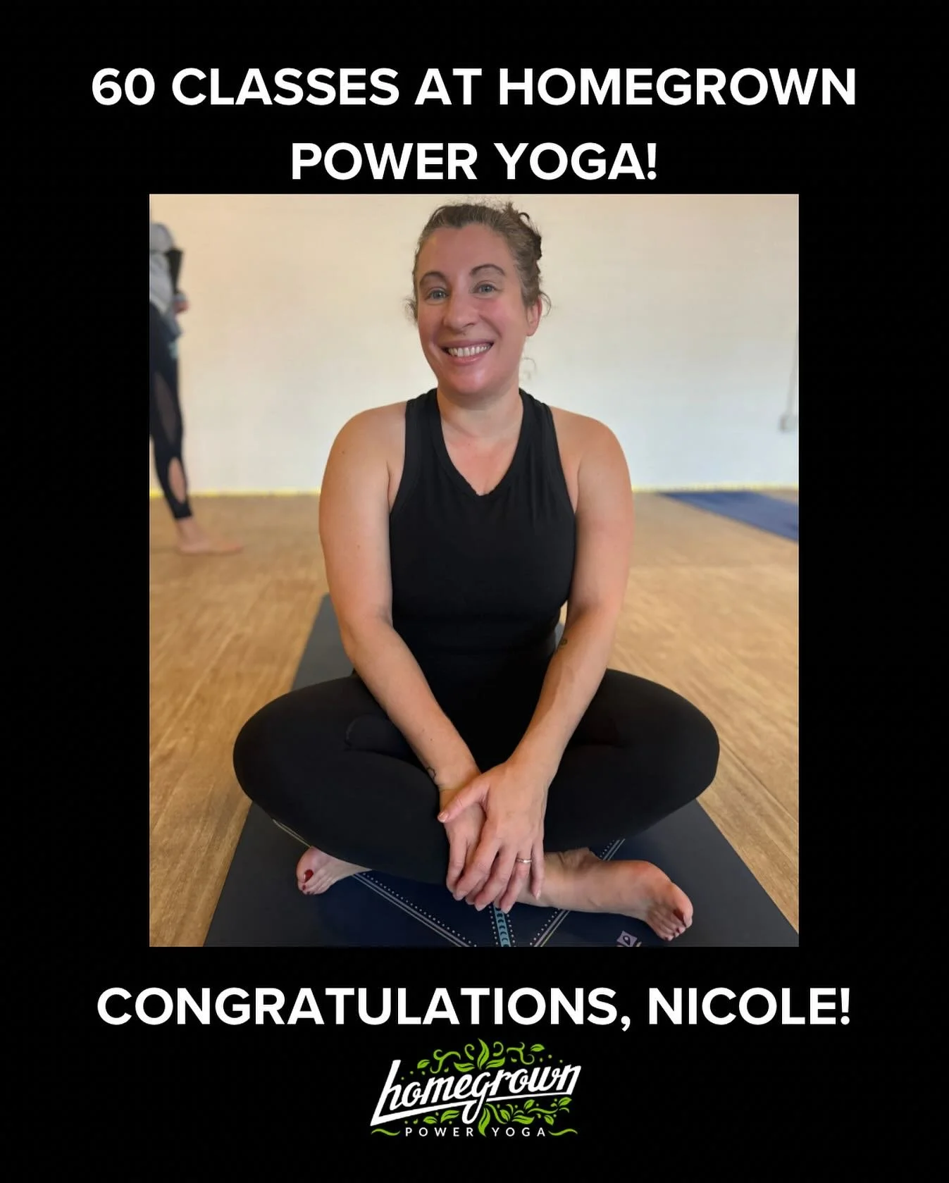 Congratulations to one of our amazing members, Nicole, for hitting 60 classes at Homegrown Power Yoga 🎉🎉😊 It&rsquo;s been amazing to watch your practice flourish - here&rsquo;s to many more! 💚💚😊