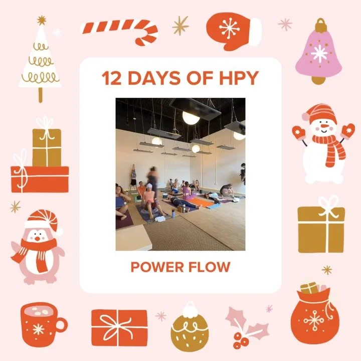 🌟❄️⛄️ 12 Days of HPY ⛄️❄️🌟 Day Three: Power Flow 🔥⚡️❤️&zwj;🔥 Swipe to learn more about this signature class at our studio ➡️➡️
-
In Power Flow you will&hellip; 
🔥Move with breath through Sun Salutations, standing + balancing poses, and deep hip 