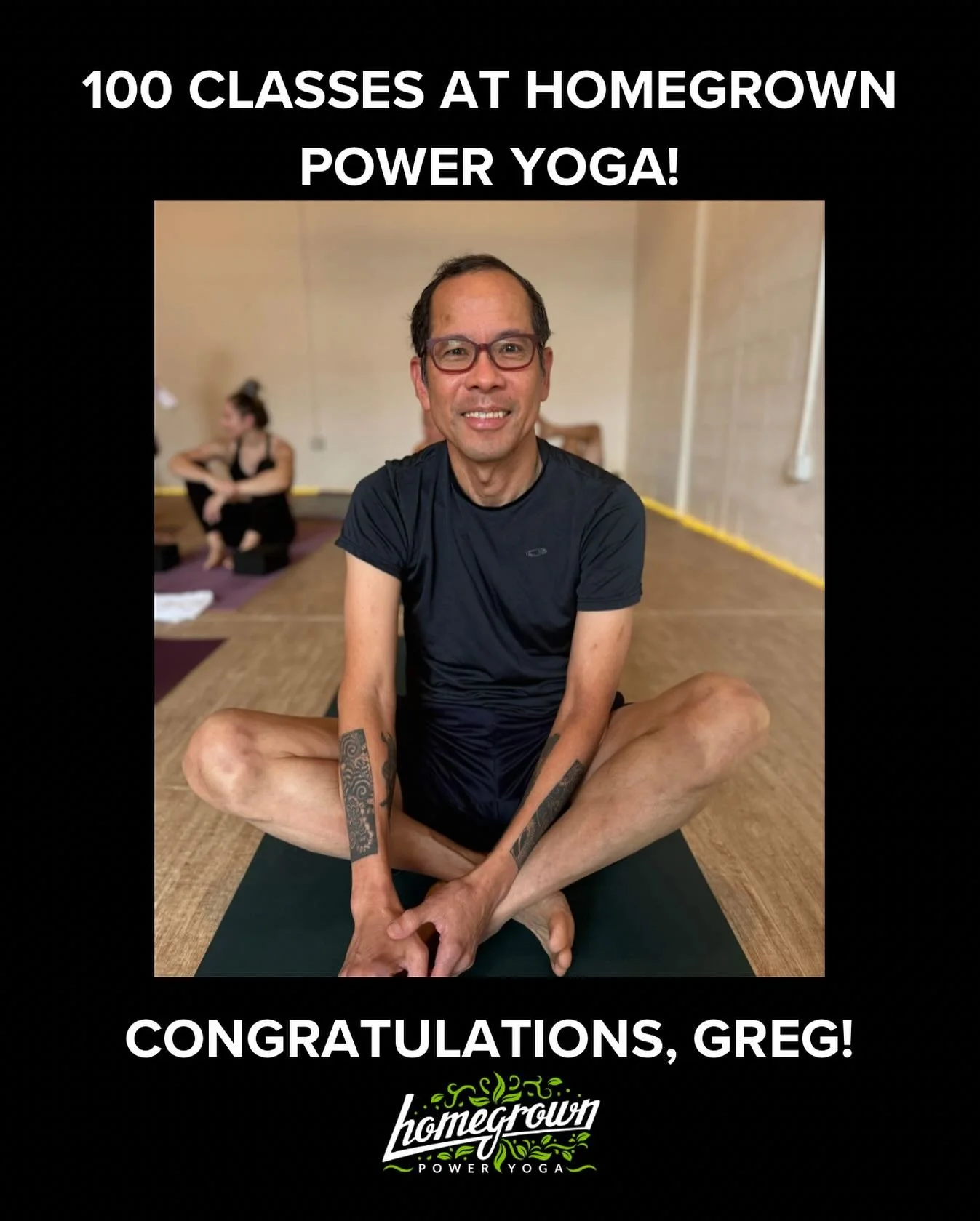Congratulations to one of our amazing members, Greg for reaching 100 classes at Homegrown Power Yoga. We are so proud of your dedication to your practice 💚💚💚