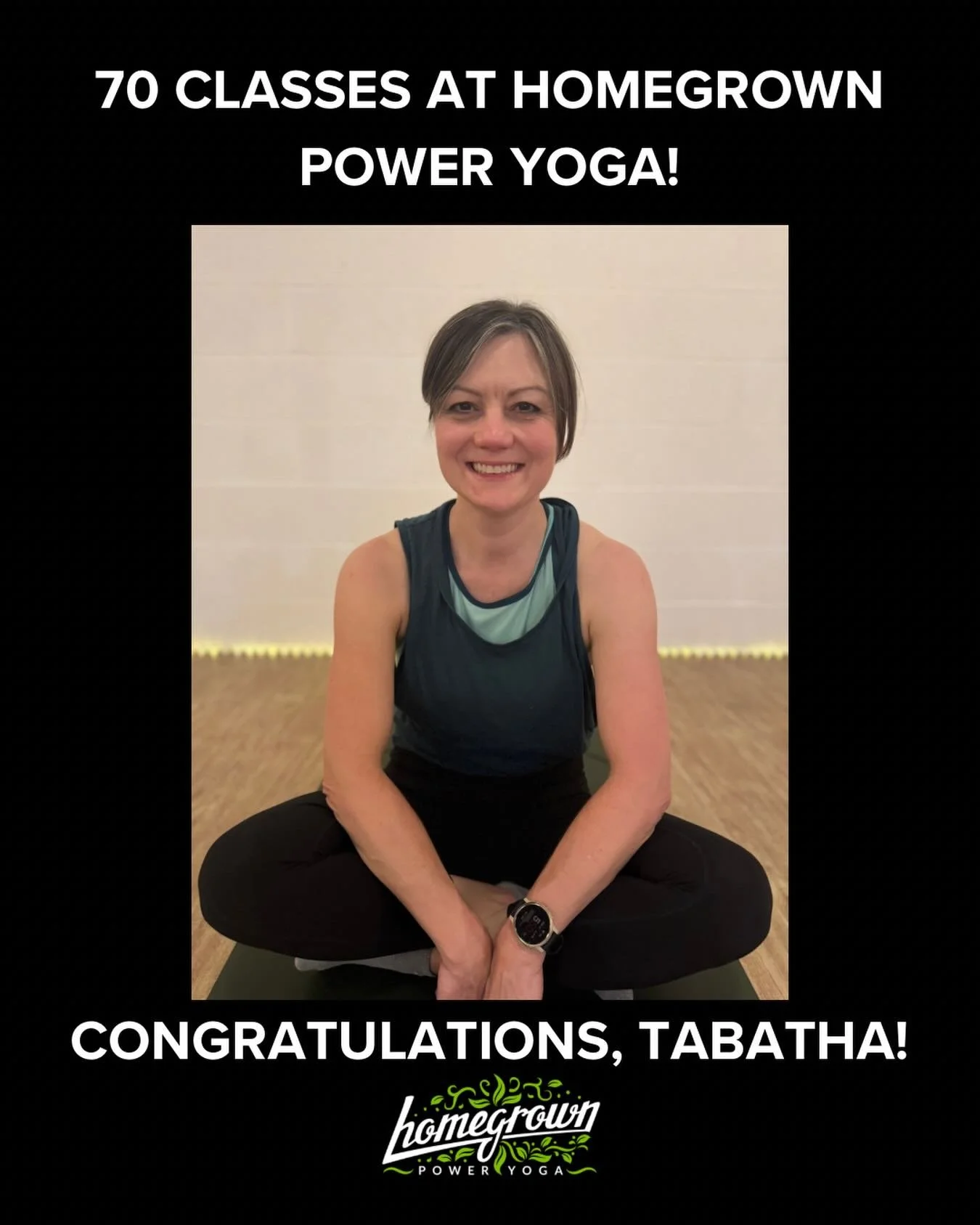 70 classes 🎉🎉 Congratulations to one of our amazing students and teacher trainees, Tabatha! We love how much you love HPY! 💚💚💚