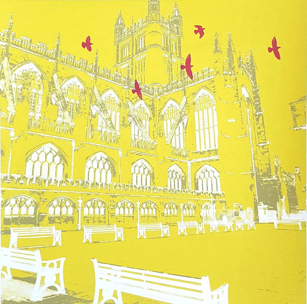 Bath Abbey. Screen print by Heidi Laughton