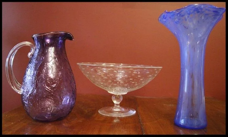 One of a kind hand-blown glass pieces from the Corning Glass Museum's Glass Barge. (You really have to see these beautiful pieces in person!)
