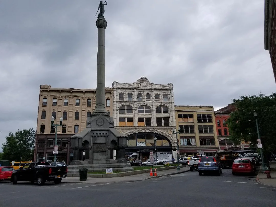 The scene of the fire today. Taken from the corner of Broadway and Second Street.