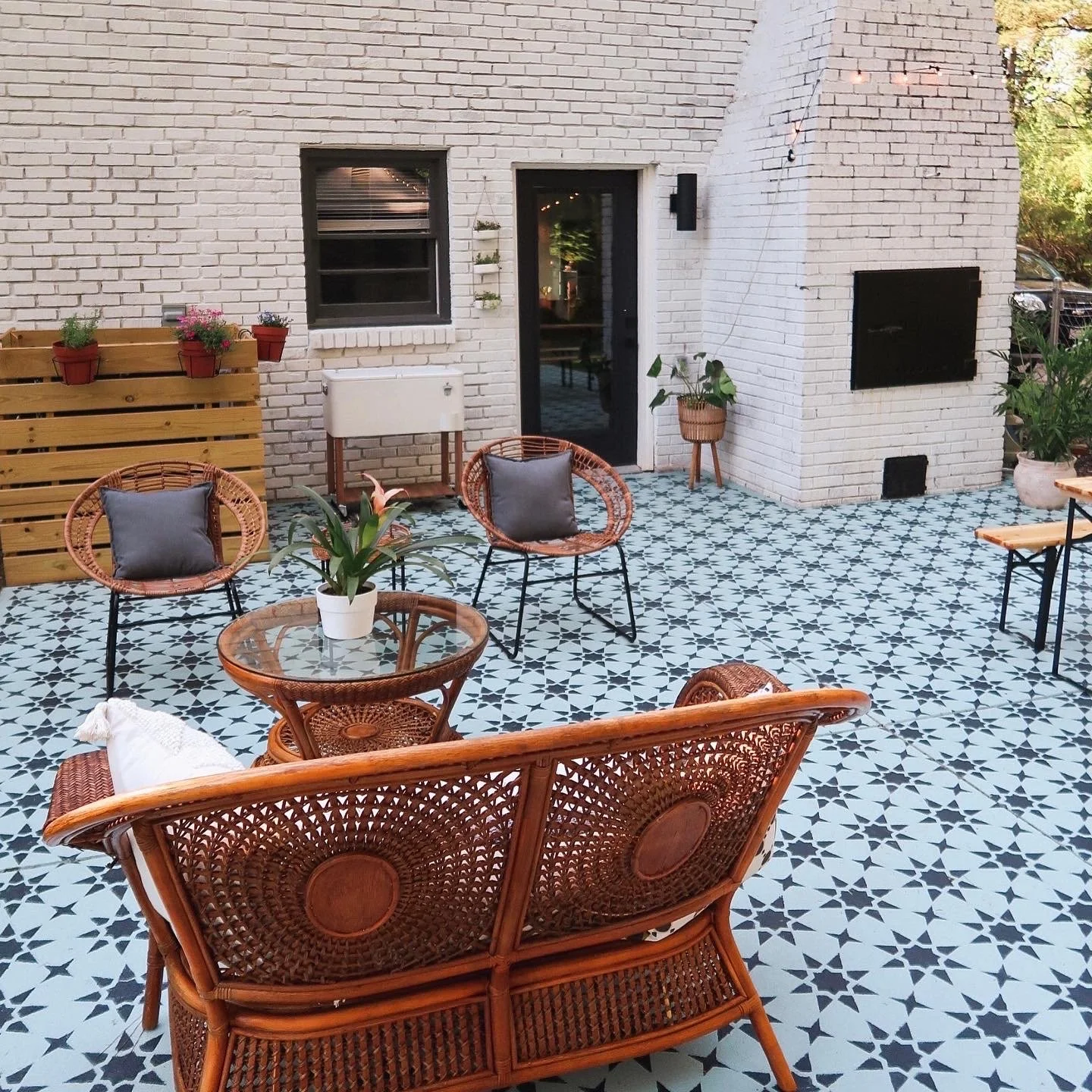 Concrete Patio Stencil: Tuscan Boho refresh