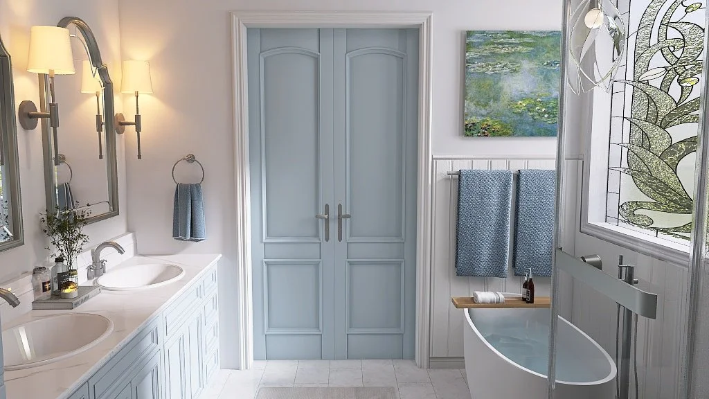 Classic Blue and White Bathroom Design