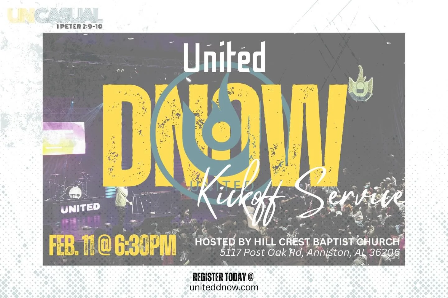 Don&rsquo;t forget that next Wednesday February 11th is our DNOW Kickoff Service at Hill Crest Baptist Church! Doors open at 6:00 and worship will begin at 6:30! We hope to see you and your friends there!! Registration is still open for DNOW 2026!  G