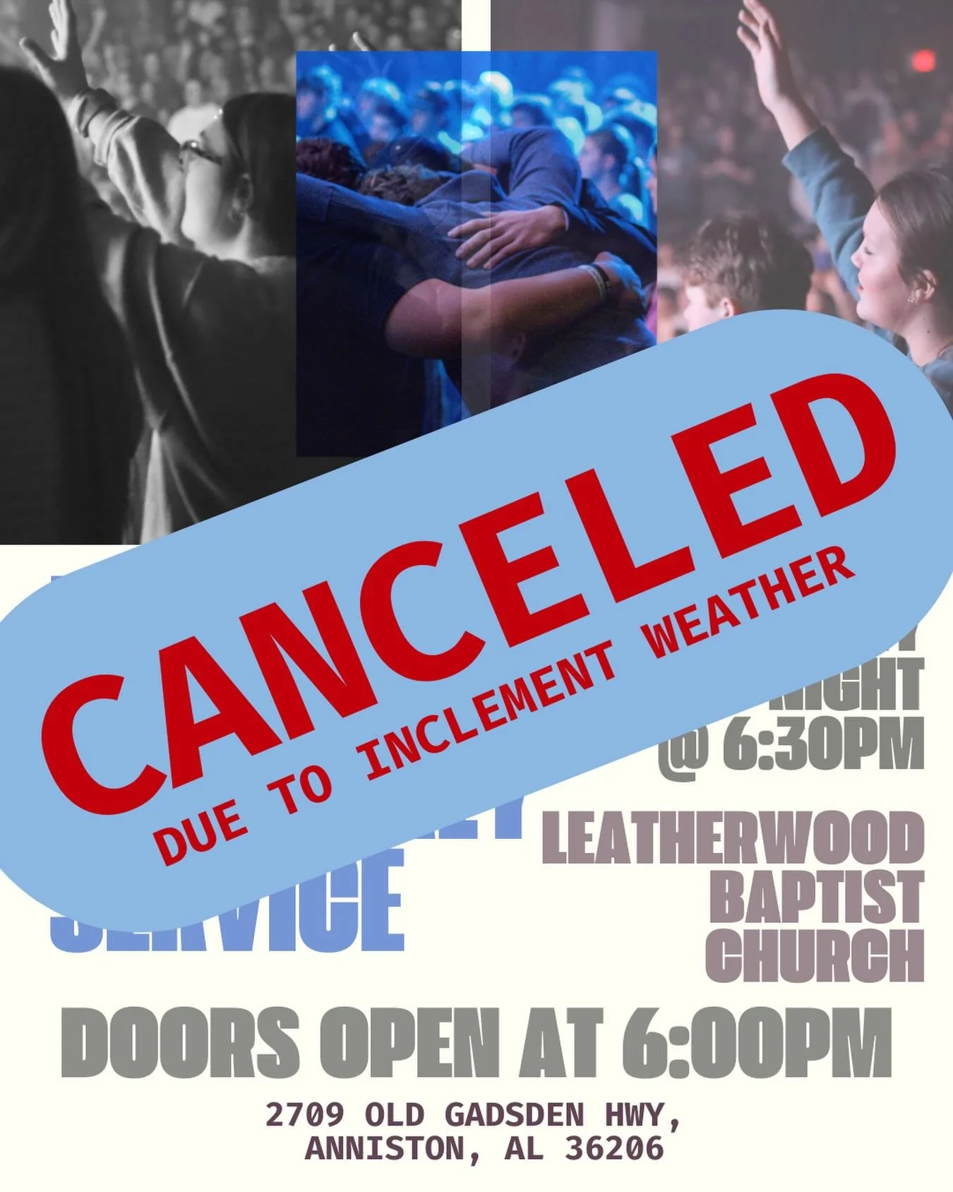 In light of the inclement weather coming into our area our United Now Service tonight will be canceled! You all be safe and we will see you next time!!!