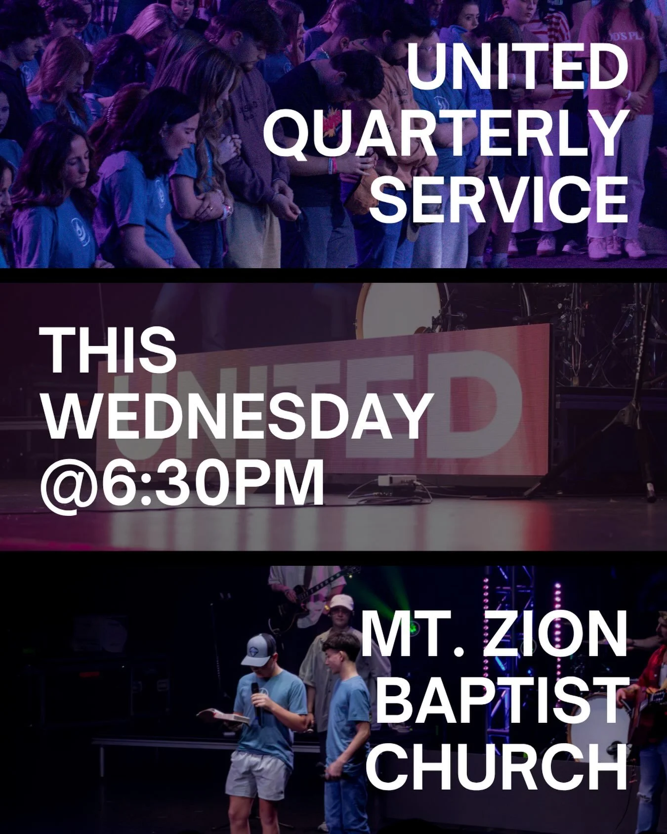 We hope you will join us this Wednesday night at 6:30PM for our next United Worship Service!!