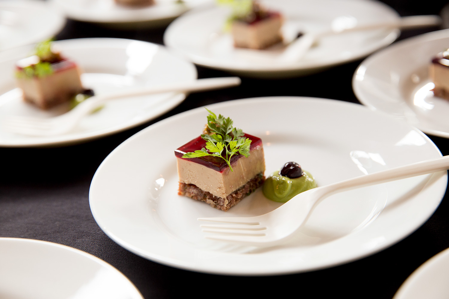 Hudson Valley Foie Gras Terrine w/ duck confit crust, Cascade huckleberry gelée, and candied pistachio by Chef Shaun McCrain - Copine