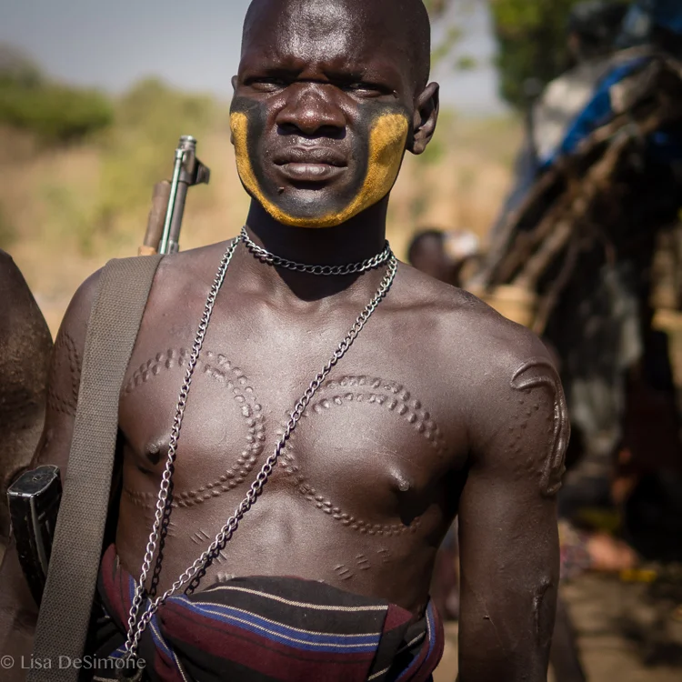 Scarification on Mursi tribesman