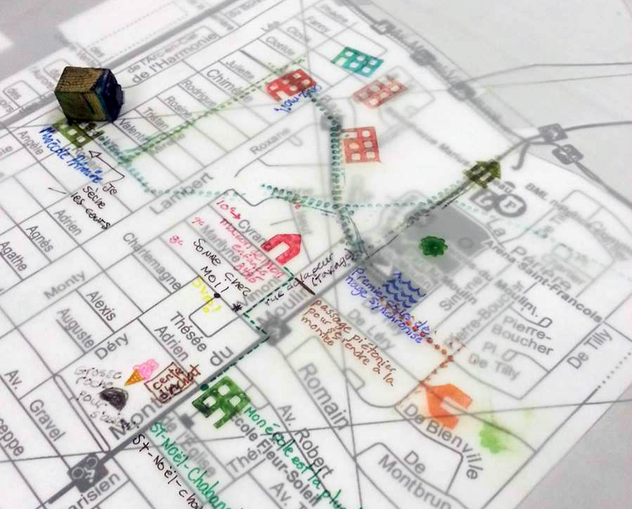 Emmanuelle Jacques, œuvre participative Trajectoires , 2015.