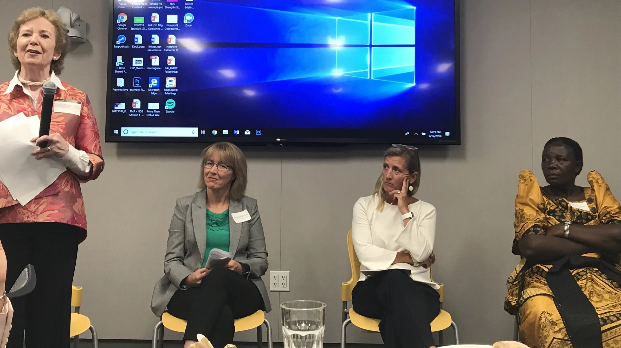 From Left to Right: Mary Robinson, Mary Robinson Foundation-Climate Justice; Heather McGray, CJRF; Anne Henshaw, Oak Foundation; and Constance Okollet, Osukuru United Women's Network