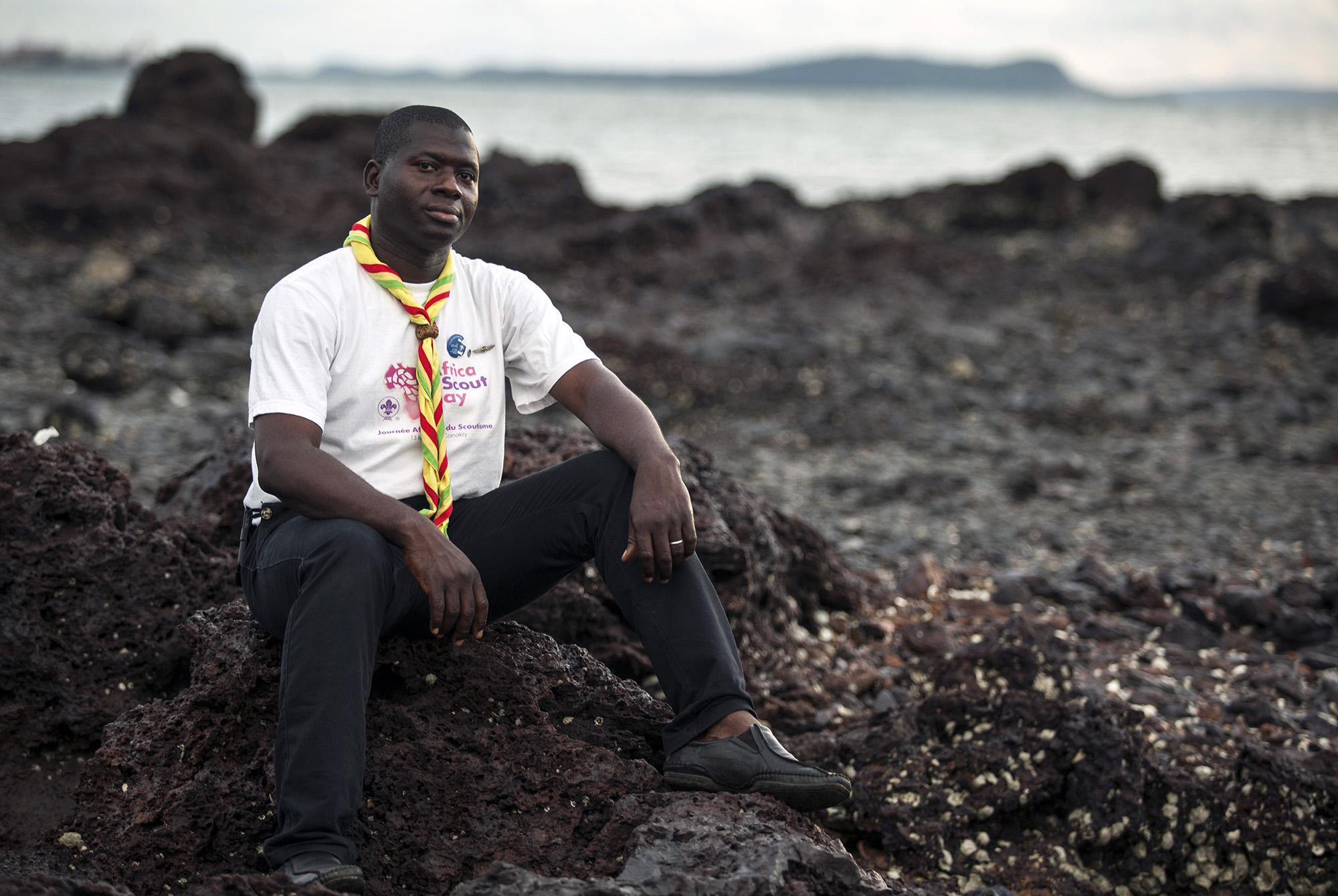 Marlaye Souma, national commissioner of the Boy Scouts, Guinea. “When you become a Scout you make a promise to stay a Scout for life. When Ebola entered the country, Unicef supported the Boy Scouts to distribute hygiene materials in communities. Peo