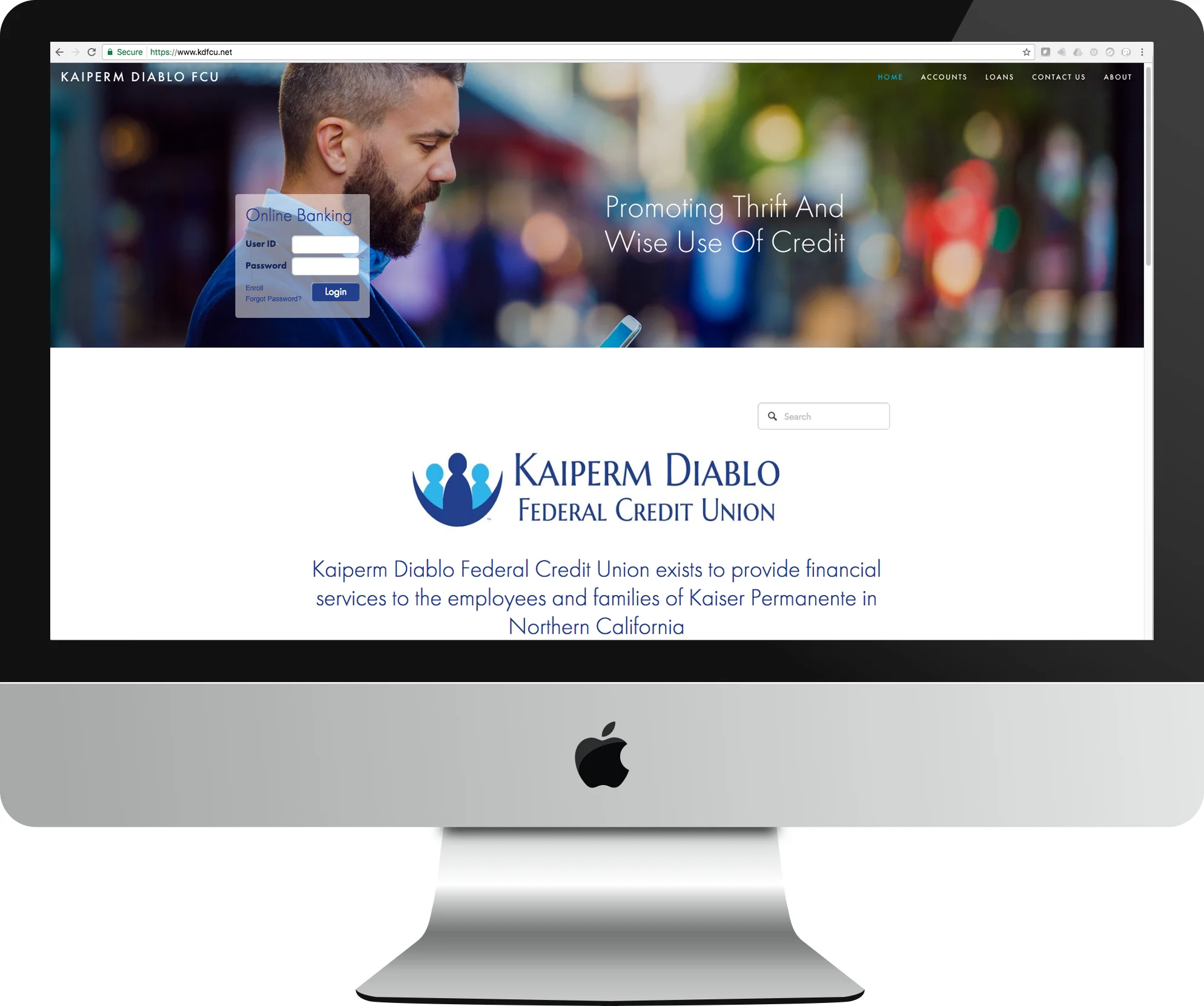 Picture of example website on a Mac computer