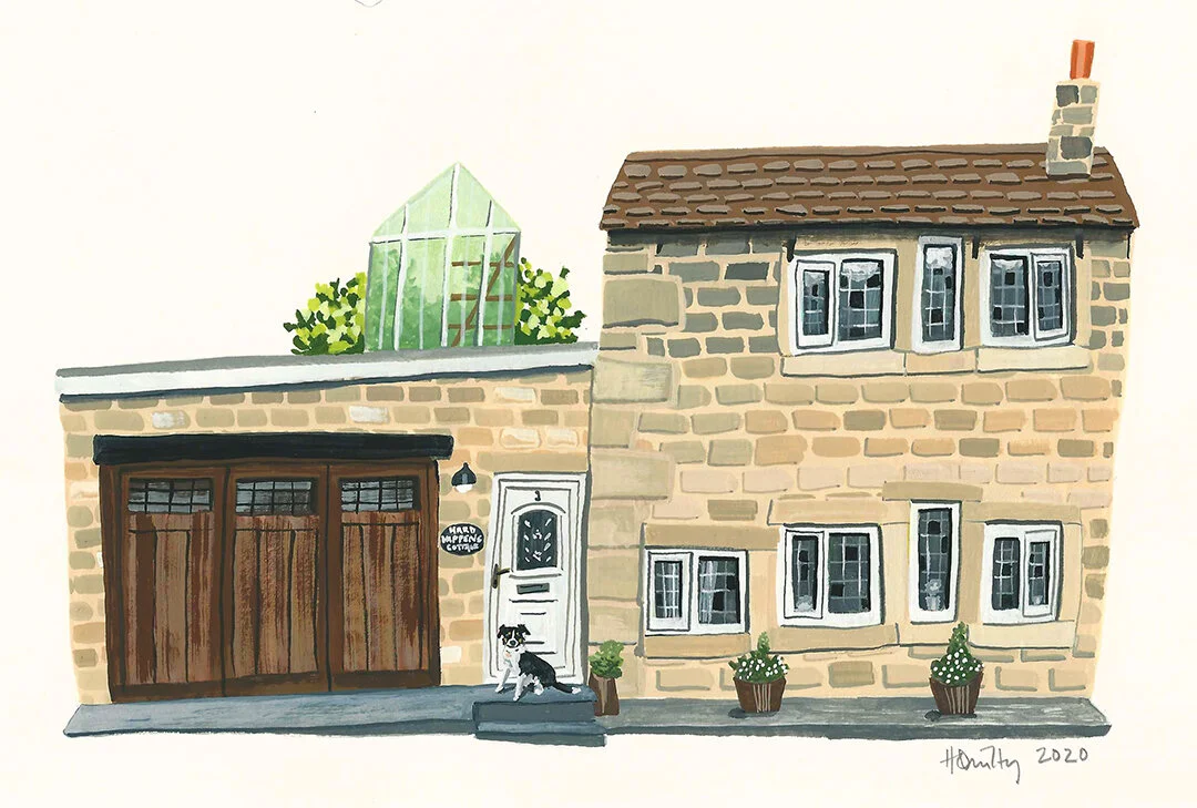 With a greenhouse over the garage