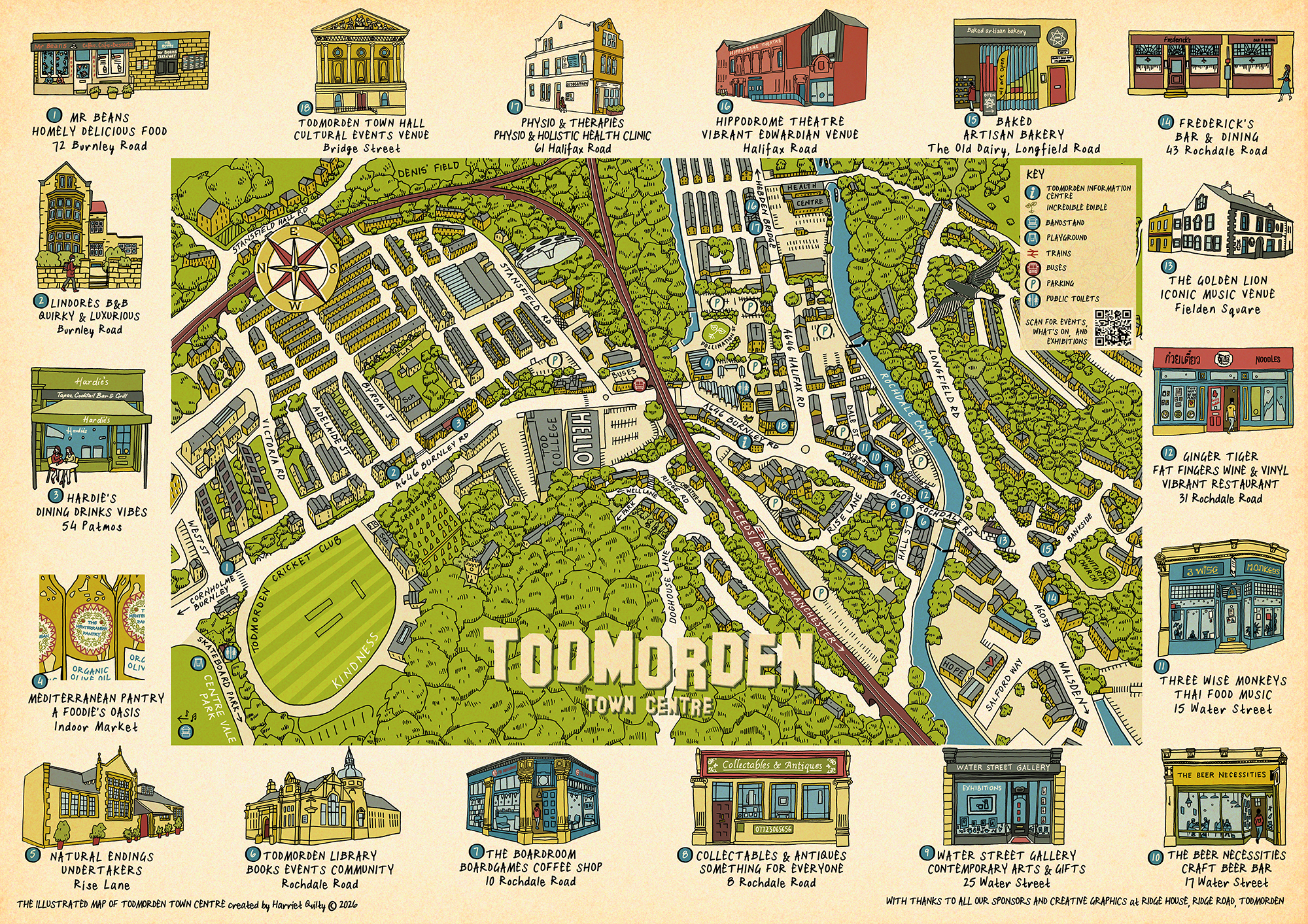 Map of Todmorden Town Centre