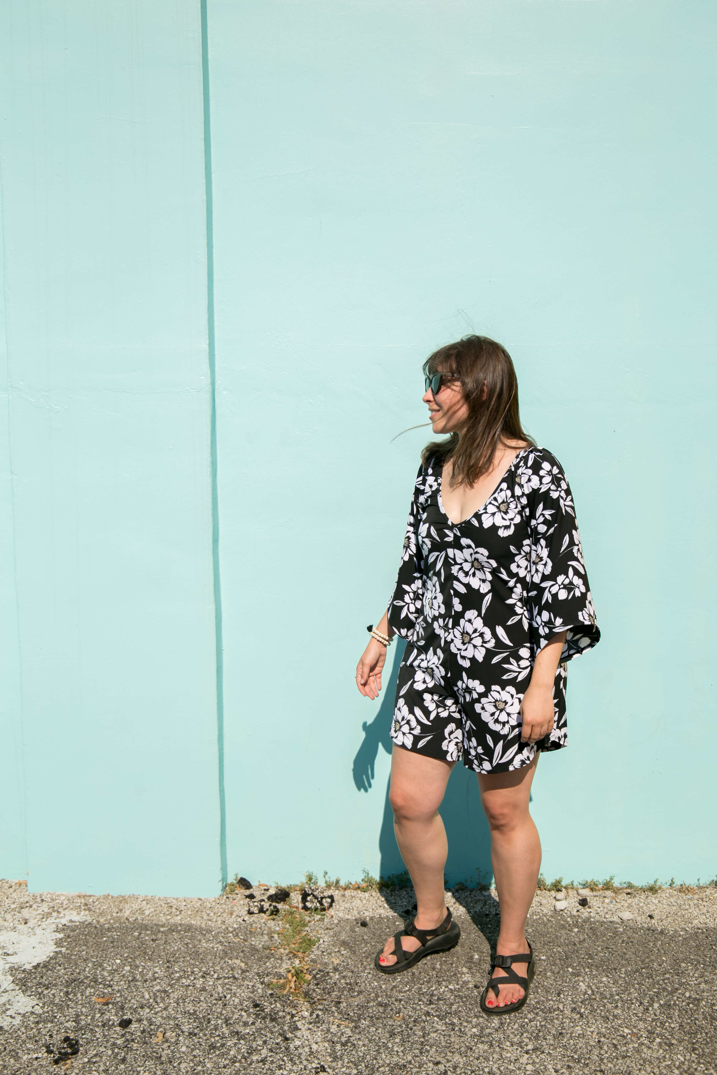 Black Floral Romper