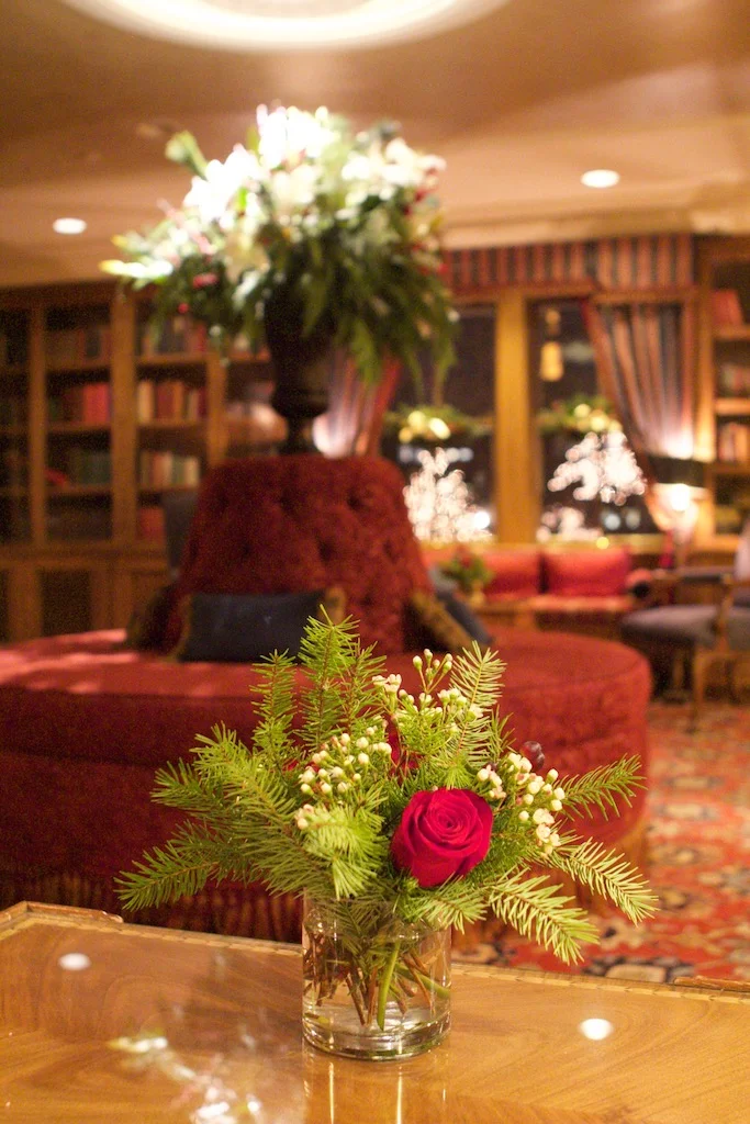 The Library Bar decorated for Christmas at American Club Resort